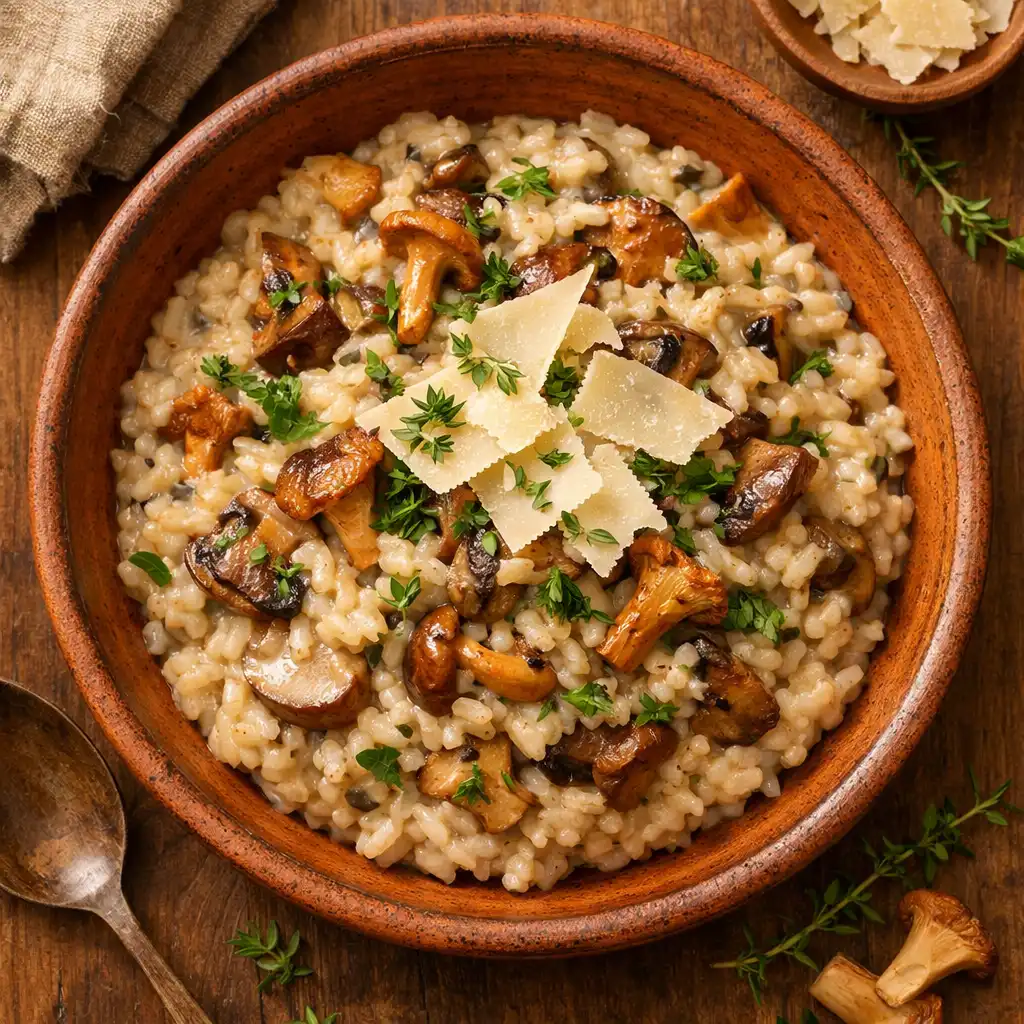Risotto crémeux aux champignons sauvages
