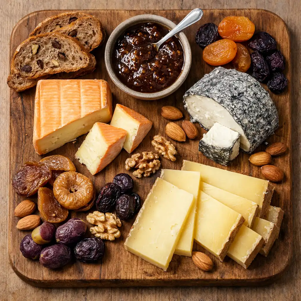 Plateau de fromages affinés avec pain aux noix