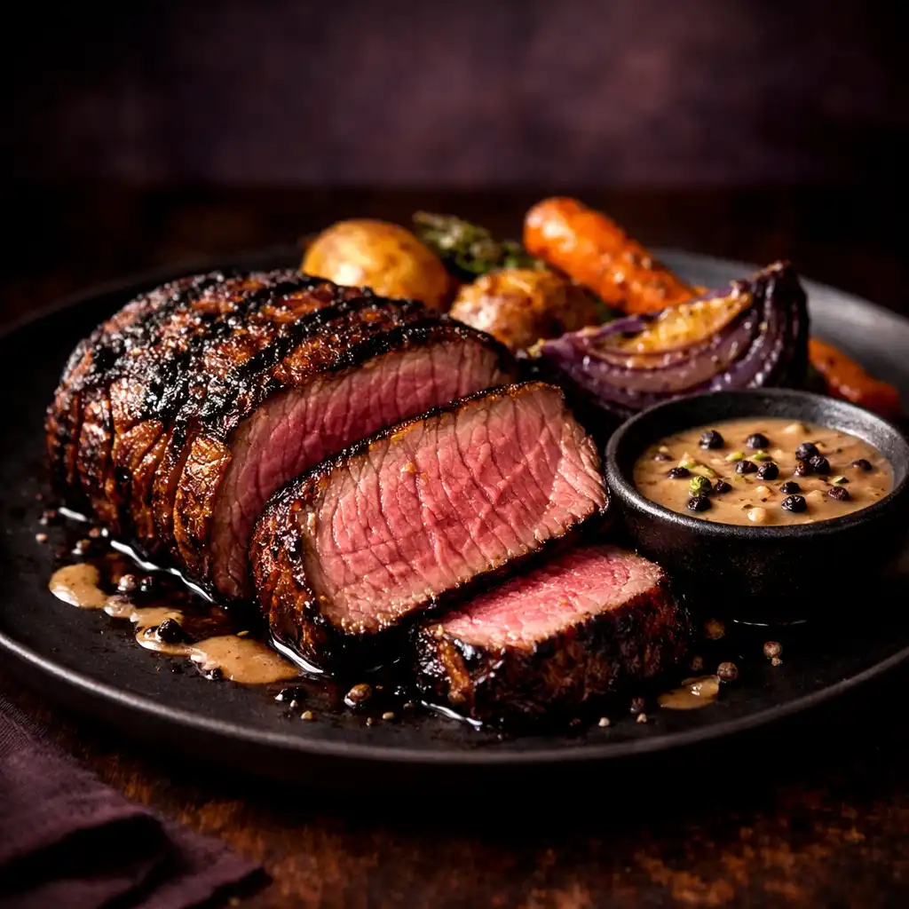 Filet de bœuf grillé avec sauce au poivre